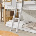thumbnail image 4 of Leumius Twin over Twin Floor Bunk Bed with Ladder and Guardrails, House-Shaped-Bunk Bed with Window and Door for Boys Girls Natural+White, 4 of 9