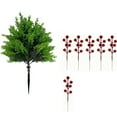thumbnail image 2 of Artificial Cedar Topiary Ball Trees & Bushes With Red Berries, Uv Resistant Fake Plants With Ground Spike For Outdoor Indoor Christmas Front Door Porch Decorations 1 Set, 2 of 7