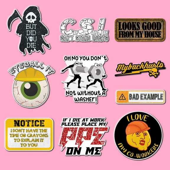 10 Pcs Funny Blue Collar Stickers for Adult, Worker Sticker Sheet for Tool Box, Water Bottle, Construction Hat, Helmet, Hard Hat Accessories