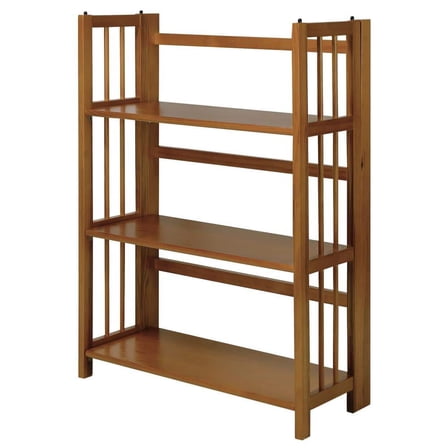 38 in. Chestnut Wood 3-shelf Etagere Bookcase with Open Back