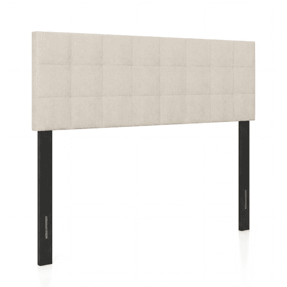 ELLEGNT Quilted Linen Upholstered Headboard – Queen/Full Size, Foam Padded, Wood Support Legs, 2‑Width Adjustable, Beige