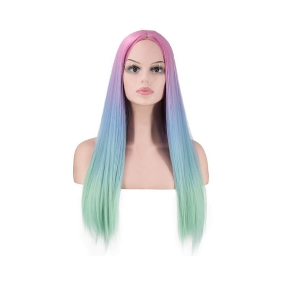 Women's Wig Gradient Color Long Synthetic Hair Heat Resistant Cosplay Wig (Straight)