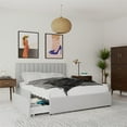 thumbnail image 2 of Novogratz Brittany Platform Bed Frame with Storage Drawers, Queen, Light Gray, 2 of 22
