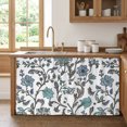 thumbnail image 2 of Boho Leaf Cabinet Curtains 28"W x 51"L,Dustproof Sink Skirt Curtain for Kitchen Bathroom,Teal Green Spring Farmhouse Pastoral Tribal Adhesive Desk Skirt Closet Curtains for Pantry Classroom Office, 2 of 8