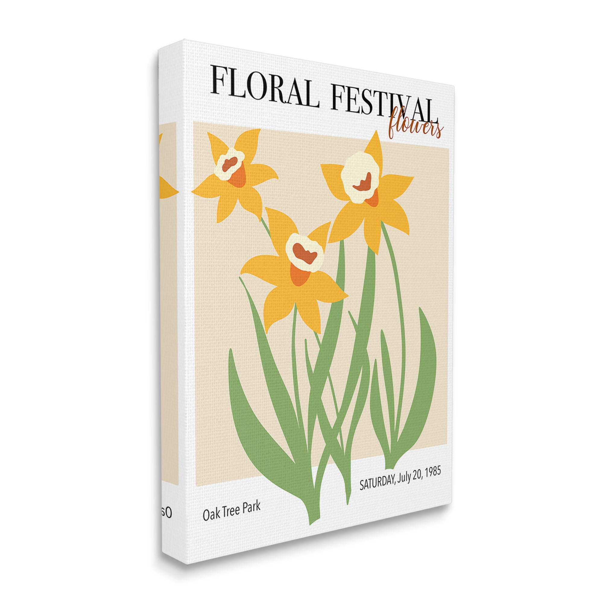 Stupell Industries Retro Daffodil Festival Botanical & Floral Painting Gallery Wrapped Canvas Art Print Wall Art, 16 x 20
