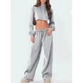 thumbnail image 4 of Women's Casual Joggers Sweatpants Solid Color Drawstring High Waist Wide Leg Trousers, 4 of 8