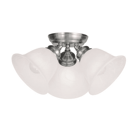 

Semi Flush Mounts 3 Light Essex With White Alabaster Glass Brushed Nickel size 14.5 in 180 Watts - World of Crystal