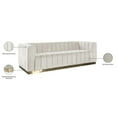 thumbnail image 4 of Maklaine Contemporary Upholstered Cream Velvet Sofa with Stainless Steel Base, 4 of 5
