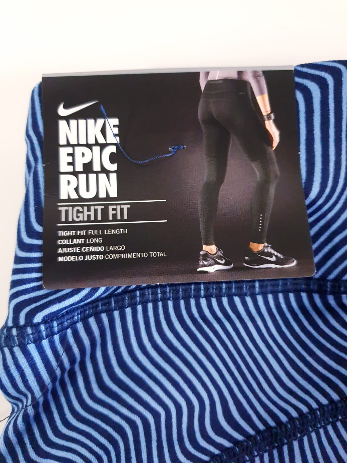 Nike Women's Epic Lux High-Waisted 7/8 Printed Running Tights, Blue, XL 