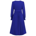 thumbnail image 4 of Yuyuzo Robe Maxi Formelle pour Femme à Manches Longues, Col Ras du Cou, Froncée, à Volants, Fluide, Couleur Unie, Robe de Cocktail avec Ceinture, 4 of 7