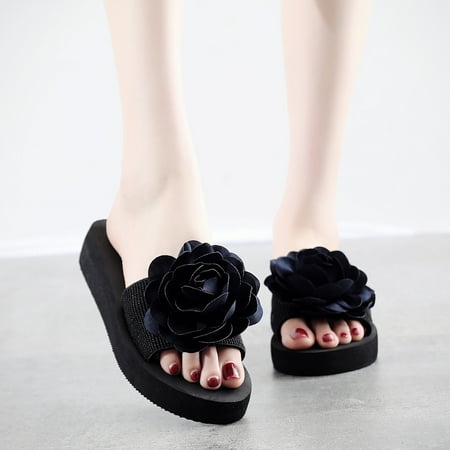 

YTJX Women s Ladies Bohemia Flower Home Outdoor Wedges Beach Shoes Sandals Slippers