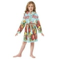 thumbnail image 6 of FORMRS Niños Bathrobe Unisex Hooded Robe Soft Plush Pajamas Sleepwear, Size 10-12T, Orange Floral Tomatoes, 6 of 7