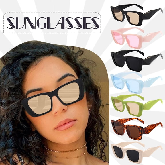 Miorin Under $5 Sunglasses Womens Trendy Y2K 90s Vintage Designer Black Frame Brown Lens Sunglasses