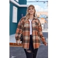 thumbnail image 3 of Weardear Womens Plus Size Shacket Jacket Flannel Plaid Long Sleeve Button Down Shirts Casual Fall Blouses Tops, 3 of 7