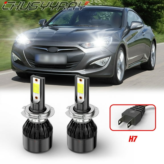 For Hyundai Genesis Coupe 2013 2014 2015 2016 - 2x H7 LED Headlight Hi/Lo Beam Bulbs Kit 6000K White