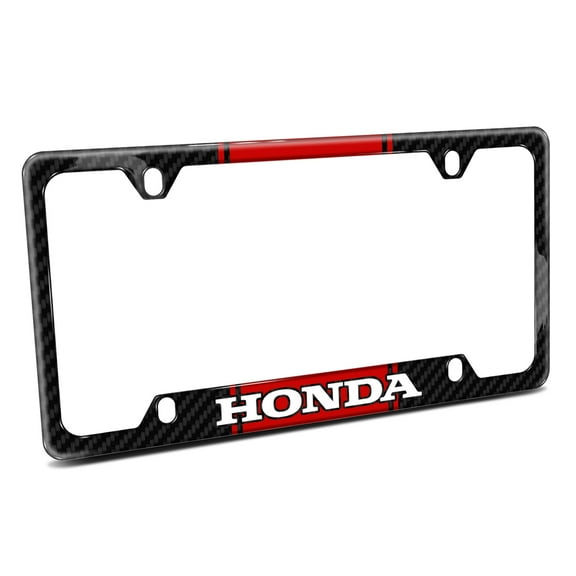 Honda Red Racing Stripe Black Real Carbon Fiber 50 States License Plate Frame