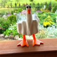 thumbnail image 4 of Estatua de jardín Gladyell divertida con el dedo medio de un pato de resina, 17 cm, 4 of 5
