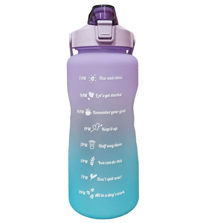 

Flash Sale Straw Bottle Leakage Proof Frosted Gradient Color One Click Open Sports Water Cup with Handle Clear Scale 2000ml Purple