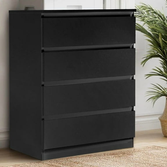 Zimtown Dresser for Bedroom with 4 Drawers, Chest of Drawers, Tall Dresser Drawers, Hallway, Living Room, Closet, Black