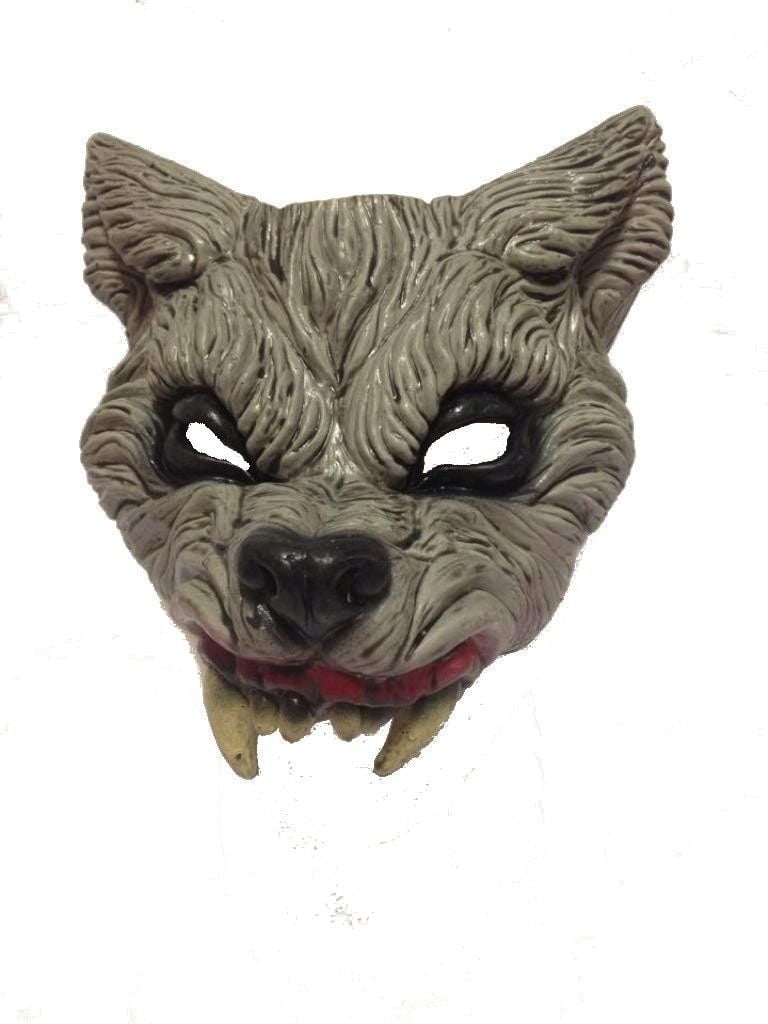 Gray Wolf Latex Half Face Mask Halloween Men Women Costume Accessory ...