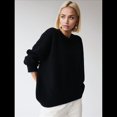 thumbnail image 4 of Suéter de Punto de Larga para Mujer, Jersey de Cuello Redondo, Suéter Informal Holgado. Negro Talla Única, 4 of 7