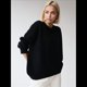 thumbnail image 4 of Suéter de Punto de Larga para Mujer, Jersey de Cuello Redondo, Suéter Informal Holgado. Negro Talla Única, 4 of 7