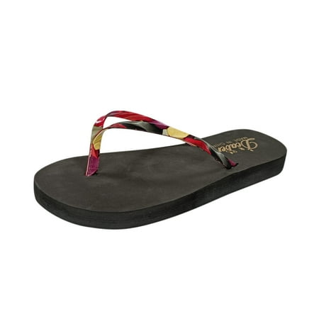 

uikmnh Women Slippers Slippers For Women Bohemian Wedges Slippers Causal Beach Shoes Flip Flops Sandals Red 6.5