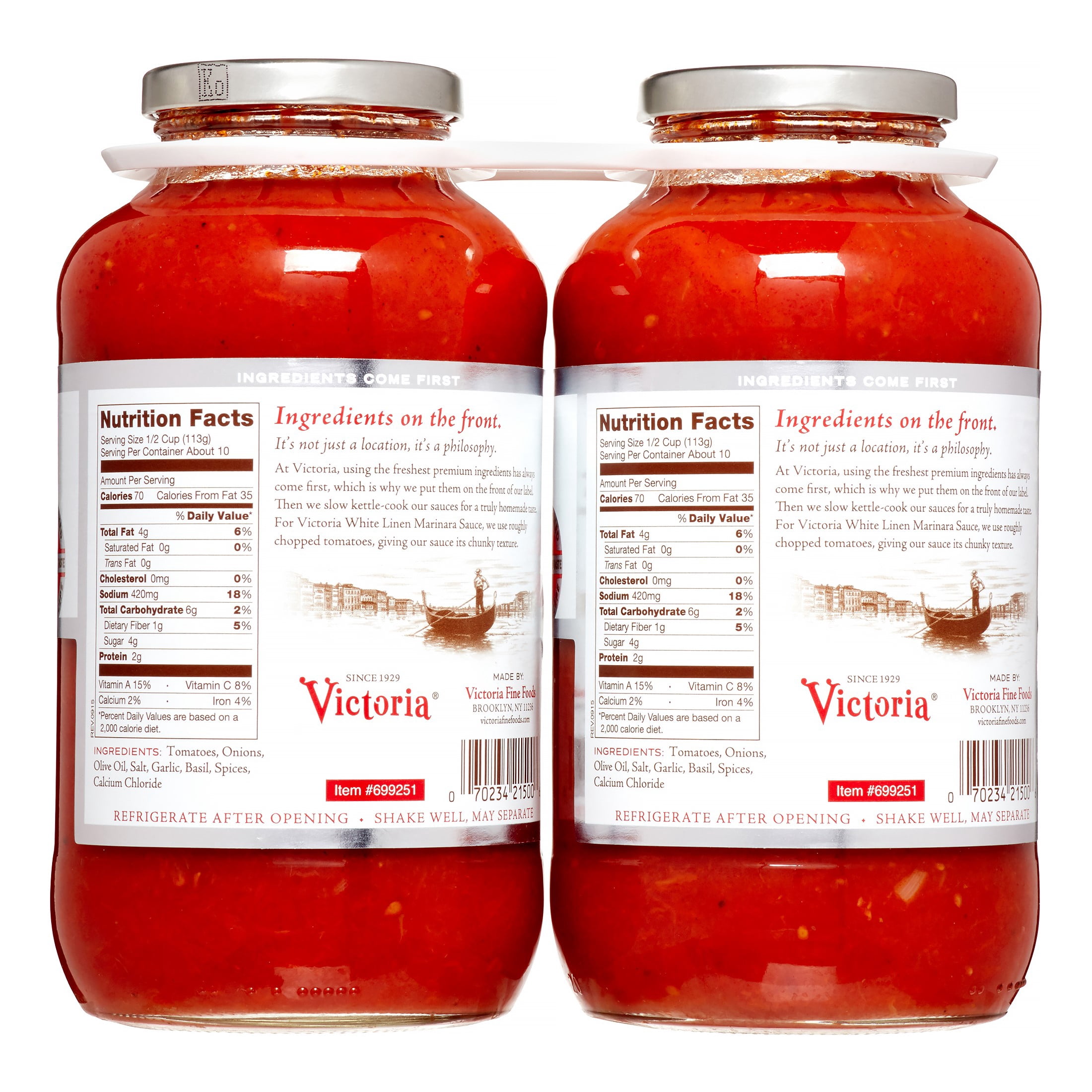 Victoria White Linen Marinara Sauce, 40 Oz, 2 Ct