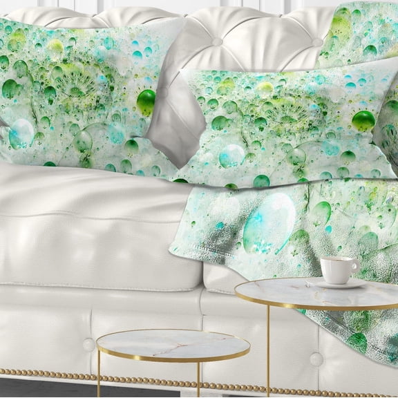 Designart Green Blue Fractal Molecules - Abstract Throw Pillow - 12x20