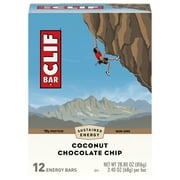 Clif Bar Energy Bars, Coconut Chocolate Chip, 10g Protein Bar, 12 Ct, 2.4 oz