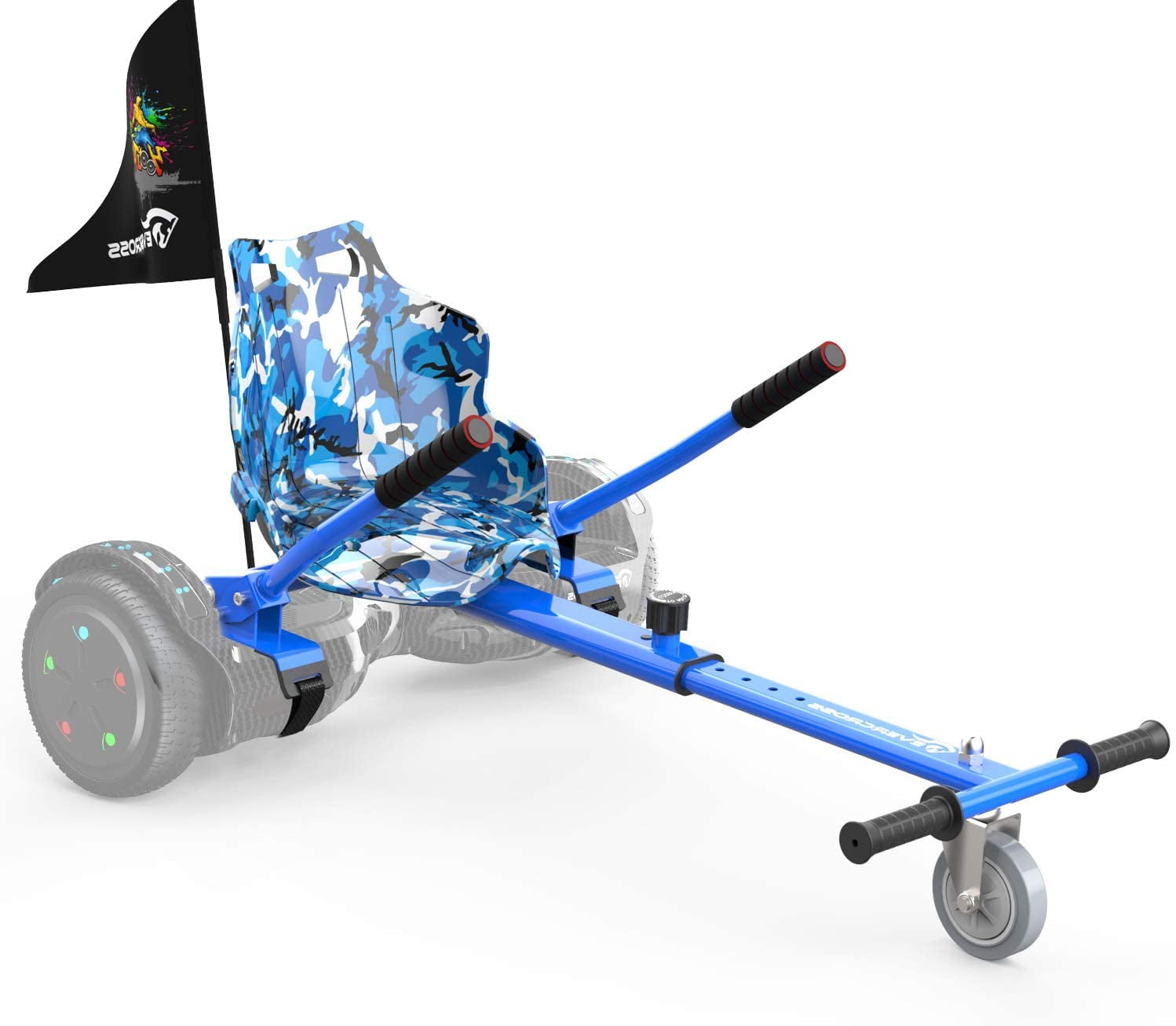 Hoverkart Frame Go Cart for Hoverboard Accessories Hover Cart Balance Scooter Seat Adjustable Length for 6.5 8 10inch Segway Blue Graffiti Galaxy Flame Camo 