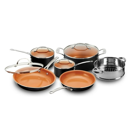 Gotham Steel Copper Nonstick Black Cookware Set, 10