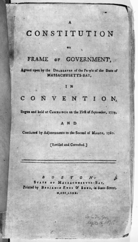 Massachusetts ConstitutionNA Constitution Or Frame Of Government Agreed