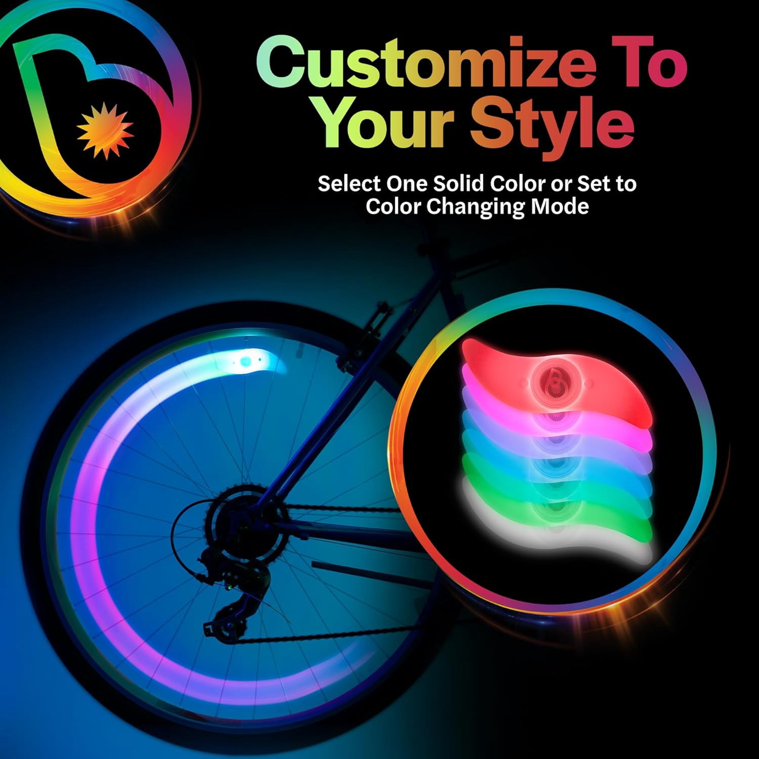 (2 pack) Brightz SpokeBrightz LED Bike Spoke Light, Color Morphing