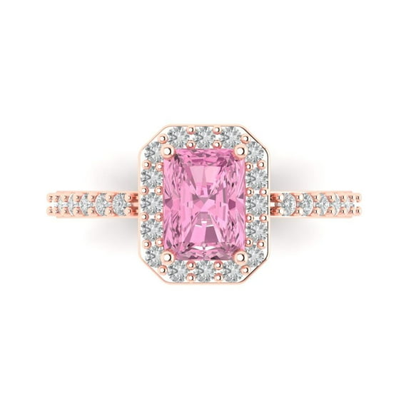 Clara Pucci 14K Rose Gold 1.92ct Pink Solitaire with Accents Ring for Women