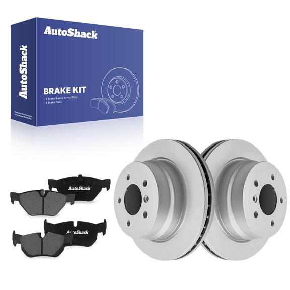 AutoShack Rear Brake Rotors & Premium Pads for BMW, 328i 2007-2013 325i 2006, RWD L6 3.0L - Coated - ArmorStop - 11.81" (300 mm), 5-Lug