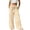 Beige, variant on Women's Wide Leg Sweatpants Bow Tie Elastic High Waist Pleated Palazzo Lounge Boho Trouser Pants with Pockets (S, Wine)