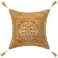 thumbnail image 4 of DK Homewares Indian Throw Cushion Covers 18 x 18 Inch Brocade Jacquard Weave Ethnic Square Elephant Cushion Covers (Size - 45x45 cm ; Color: Mustard Yellow & Gold ) - Set of 4 Pcs (Cover Only), 4 of 4