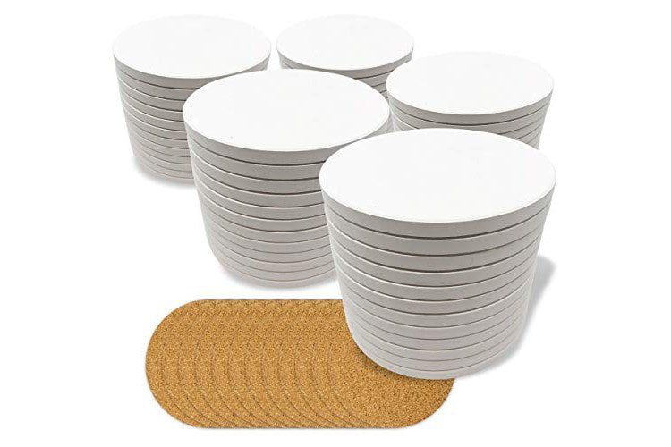 Painting White Absorbent Stone Coasters Blanks for Ink or Acrylic Pouring Decoupage Round Unglazed Ceramic Tiles with Cork Backing Pads JOIKIT 30 Pack 4 Inch Ceramic Tiles for Crafts Coasters 