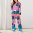 thumbnail image 3 of Wukai Beach with Palm Trees Print Women's Pajama Set - Soft Long Sleeve Sleepwear for Comfort and Style-Small, 3 of 9