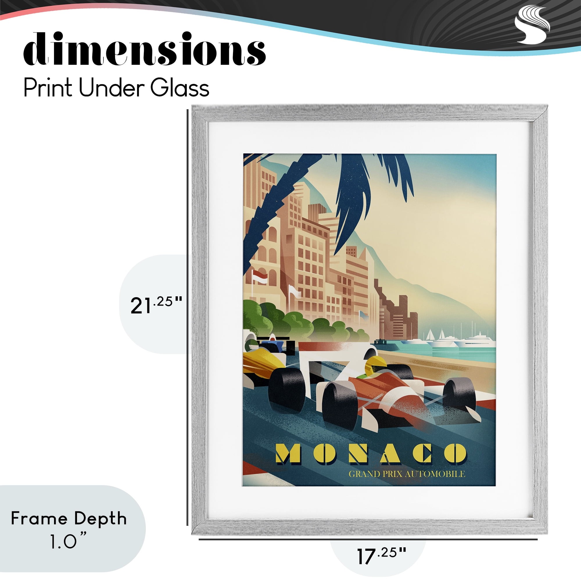 Stupell Industries Monaco Grand Prix Racing Gray Framed Print Under Glass, design by Martin Wickstrom