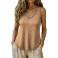 thumbnail image 2 of Chbgutlmr Tank Tops for Women Sleeveless Lace Insert Hollow out V Neck T-Shirts Casual Loose Summer Trendy Tee Tops, 2 of 7