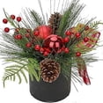 thumbnail image 1 of Briful 10" Artificial Plants Christmas Table Decorations, Mini Christmas Tree Fake Plants in Ceramic Pot with Red Christmas Baubles, Berry Stems, Pine, 1 of 5