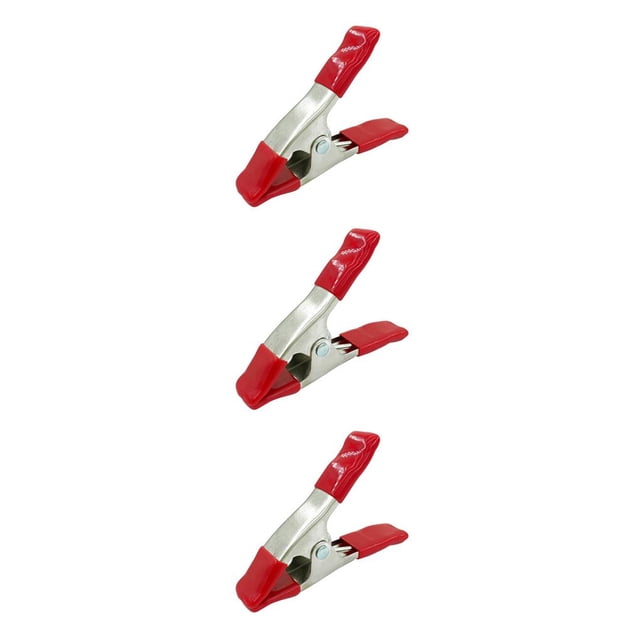 Wisewang Portable DIY Crafting Tailoring Metal Spring Clamp Nonslip Photography Woodworking Clip Fastener Fixing Fastening Tool Red 3Set