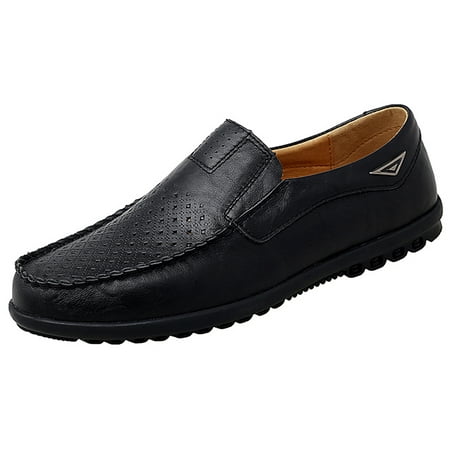 

Go Tour Men s Premium Genuine Hand-made Leather Casual Slip on Loafers Breathable Driving Shoes Fashion Slipper B Black Punched 7/39