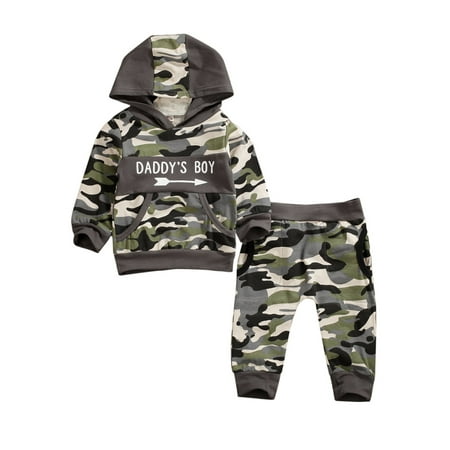 

JYYYBF 0-3 Years Toddler Baby Boys Camouflage Clothes Long Sleeve Pocket Hoodie Sweatsuit Pants Fall Winter 2Pcs Outfit Set Multicolor 3-6 Months