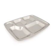 Aspire Rectangular Divided Cafeteria Tray, Stainless Steel Tray, 3 Pieces-6 Sections