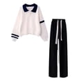 thumbnail image 6 of KPOPLK Kids Girls Uniform Outfit for Back to School Long Sleeve Collar Shirt and Loose fit Pant Teen Girls Clothes Set 6-14Years,Size 13-14 Years, 6 of 6