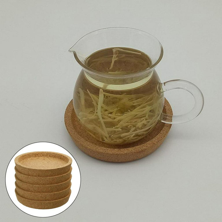 Natural Round Cork Coasters for Drinks with Lip Edge Absorbent Heat and  Water Resistant Reusable Durable Saucers for Bar Glass Cup/Mug Coffee  Coasters