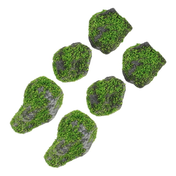 CRILSTYLEO 6-Pack Realistic Moss Stone Landscape Ornaments for Aquarium, , Terrarium Decoration